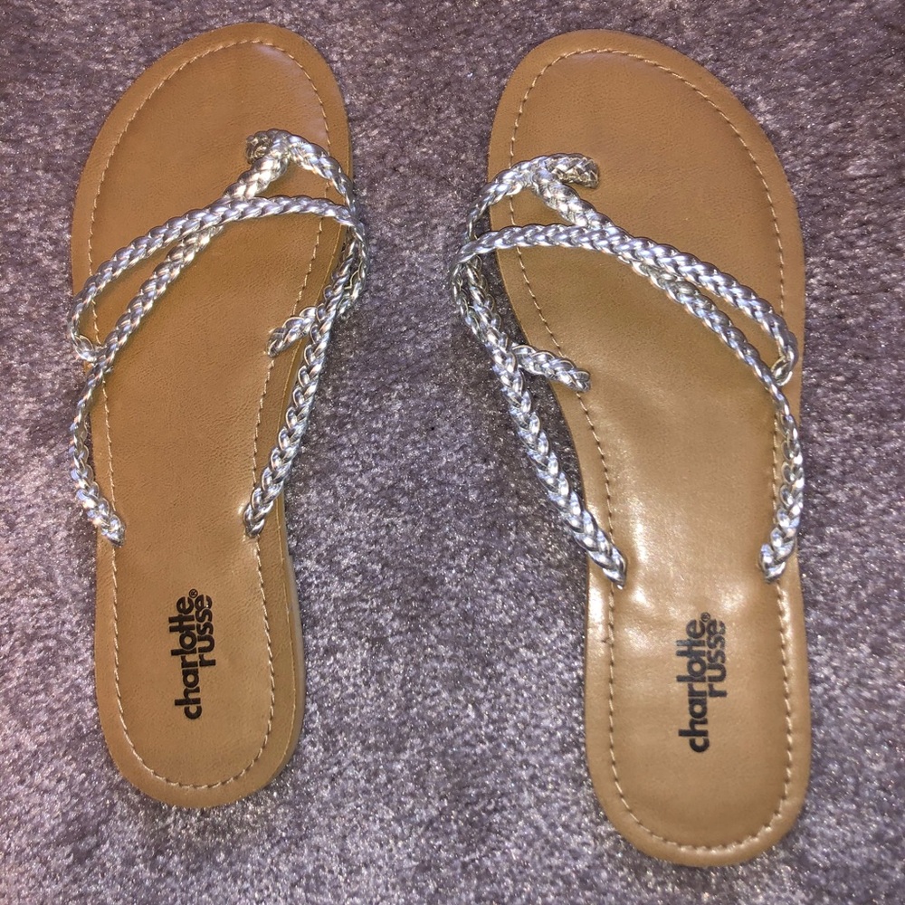 Silver and Tan Sandal Flip Flops